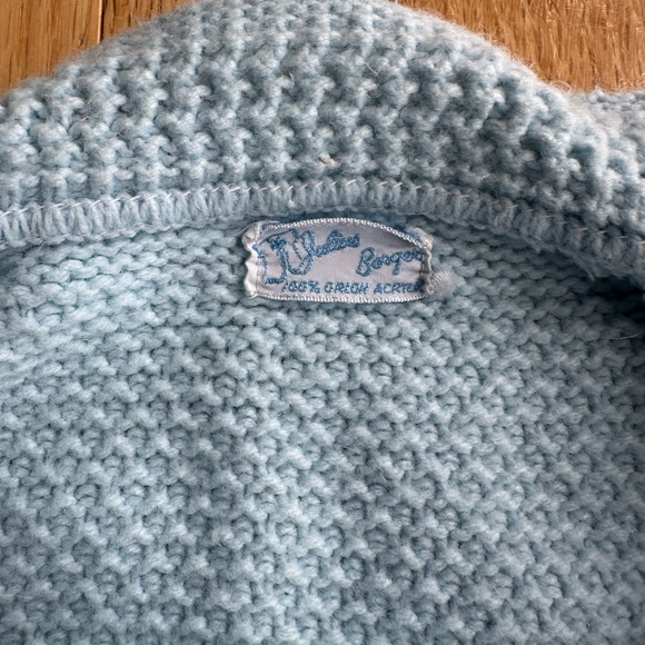 Vintage Julius Berger Baby
Blue 2-Piece Knit Cardigan and Stirrup Romper Set !! - Picture 2 of 5